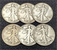 (6) 1944 Walking Liberty Half Dollars