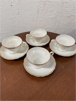 S/4 Vintage Cherry China Cups & Saucers