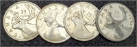 (4) Canada Silver Quarters: