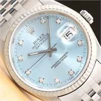 Rolex Men Datejust Ice Blue  Diamond Watch