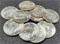(10) Unc. 1964 Kennedy Half Dollars