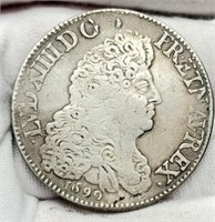 1690 France One Ecu Louis XIV Silver