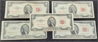 (5) 1953 $2 Red Seal Notes Inc/