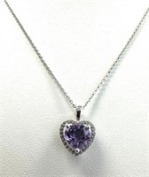 Sterling Silver Amethyst Heart Sapphire Set