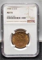 1900-S Slab $10 Gold Liberty NGC AU55