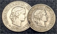 (2) Switzerland Coins: