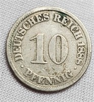 1888 German Empire 10 Pfennig