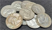 (10) Franklin Half Dollars