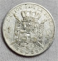 1886 Belgium One Franc Silver 83.5/5 G