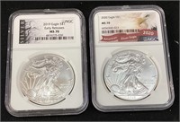 (2) 2019 EARLY RELEASE MS70 & 2020 MS70 SILVER