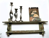 Shabby Wall Shelf & Mushroom Painting