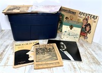 Sheet Music & Vinyl 45 Records in Tote