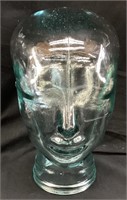 VTG. CLEAR/GREEN TINT GLASS MANNEQUIN HEAD HAT