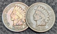 (2) Indian Head Cents w/ Full Liberty