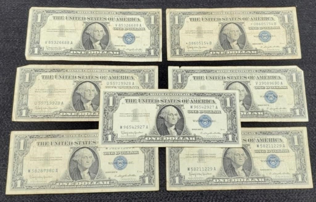 (7) 1957 $1 Silver Certificate Notes Inc/
