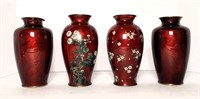 Glass Over Brass Asian Vases