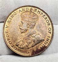 1923 Hong Kong One Cent "King George V" XF