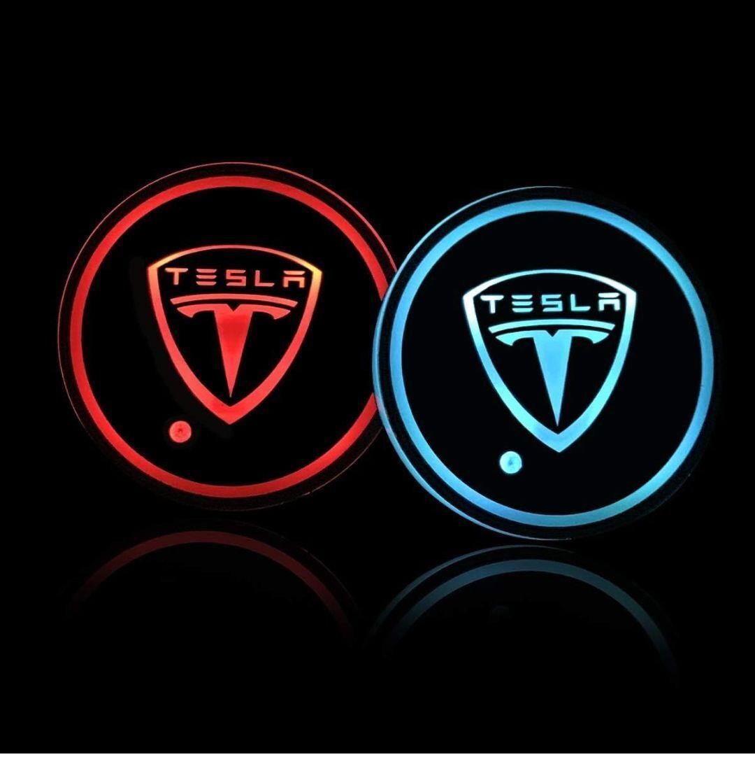 KYLEXY Fit Tesla Led Cup Holder Lights Insert fo