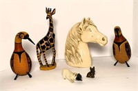 Animal Figurines in Composite, Gourd &