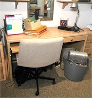 Office Desk, Rolling Chair & Contents