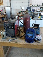 A wire feed Welder powers on that also comes with