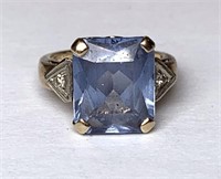 10K Ring Inset Blue Stone Size 4