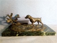 Stan Bentall Hunting Dog & Pheasants Bronze 1978