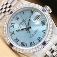Rolex Men Datejust Ice Blue Sapphire Diamond Watch