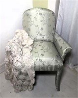 Sage Green Upholstered Side Chair & Lap