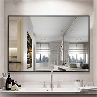 NeuType 32"x24" Wall Mirror Bathroom Mirror Black