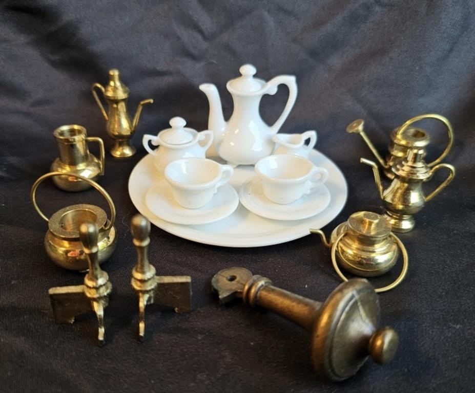 Brass & Porcelain Miniatures for Dollhouses etc.