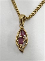 14k yellow gold & ruby pendant on gold plate
