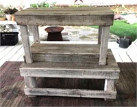 Distressed Finish Wood Tables Lot of 2
