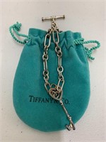 Tiffany & Co sterling silver heart skeleton key