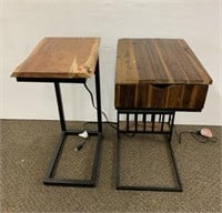 2 wood & metal night stands w/ USB / AC outlets
