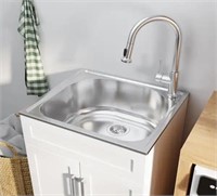 24 in Laundry Sink with Faucet/ Storage Cabinet