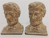 Pair Abraham Lincoln vintage metal bookends