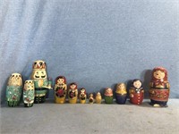 3 Sets Of Nesting Dolls (Painted Wood) Chips In