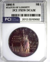 1986-S S$1 Statue Of Liberty PCI PR70 DCAM