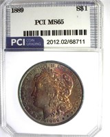 1889 Morgan PCI MS65 Iridescent Toning