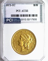 1871-CC Gold $20 AU55 LISTS FOR $97500