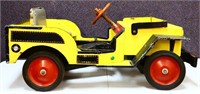 Vintage wood yellow Jeep pedal car