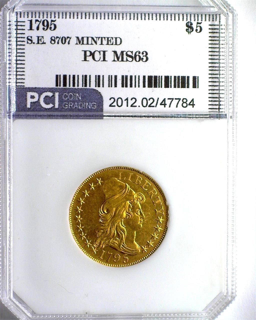 1795 Sm Eagle Gold $5 MS63 LISTS FOR $225000