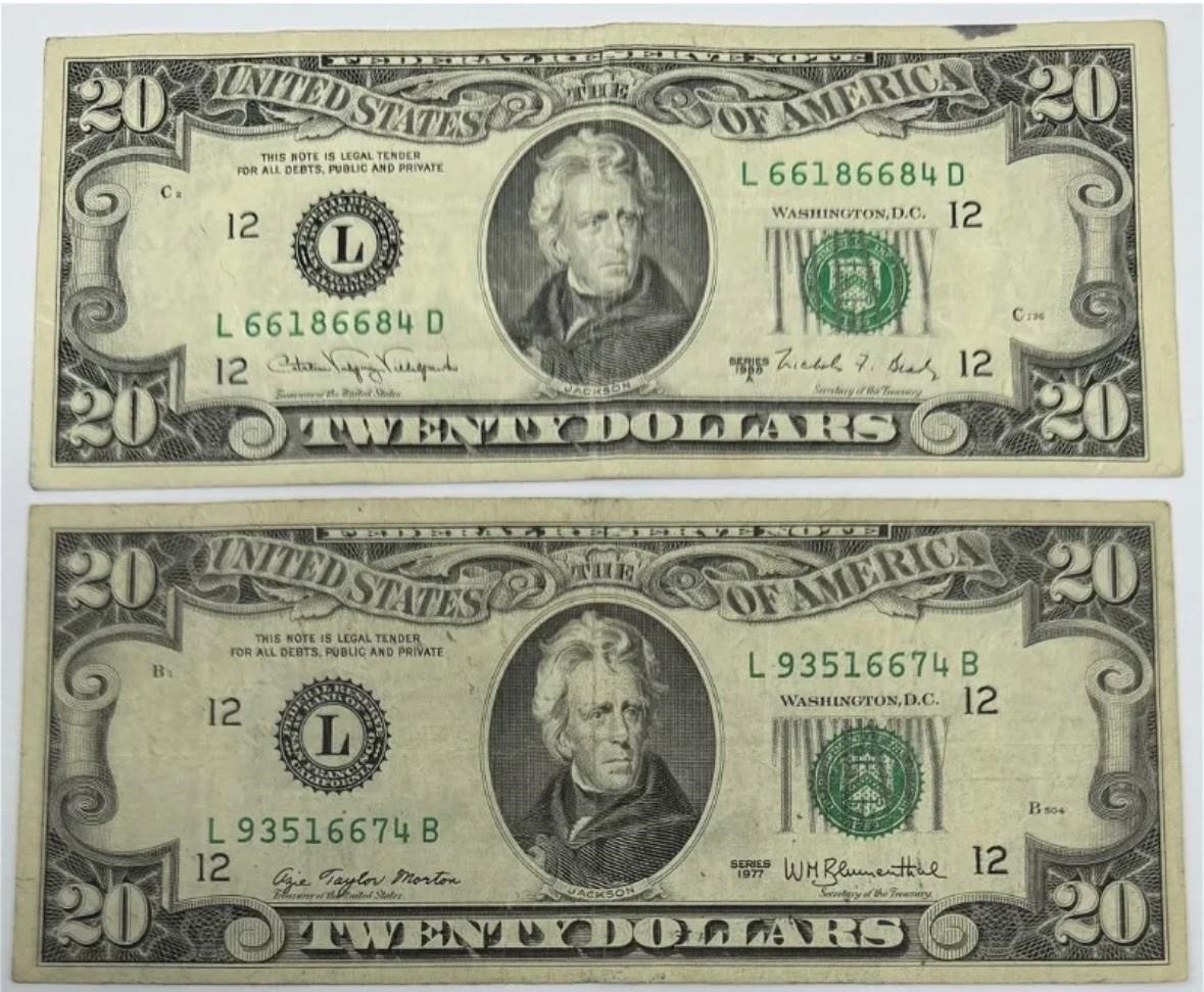 1977 And 1988 Series 20 Dollar Bill