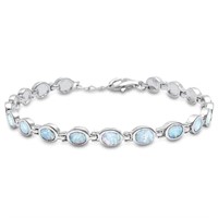 Sterling Silver White Opal Created Bracelet
