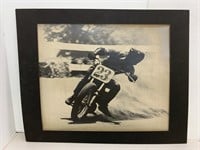 Large vintage motorcycle racing photo print -