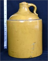 Vintage yellow stone whiskey jug, see photos