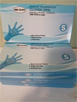 5 boxes of 100 piece medical gloves size