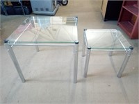 Two Glass & Chrome Accent Tables Measure 15.5" &