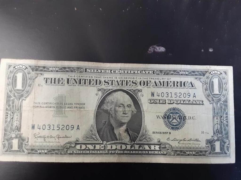 1957 B SILVER CERTIFICATE 1 DOLLAR NOTE